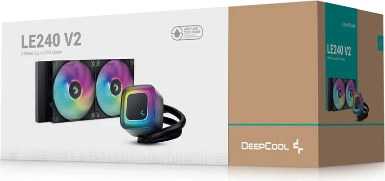 Kasë ftohëse me ujë DEEPCOOL LE240 V2, 2x12 cm, për procesor, e zezë