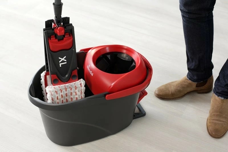 Mop i sheshtë Vileda Ultramat Turbo XL 161023, me kovë, 42 cm, Kuq e zi, set