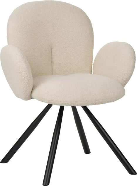 Karrige Garzele Inart, material teddy, ngjyrë bezhë, këmbë metalike të zeza, 68x66x82.5cm