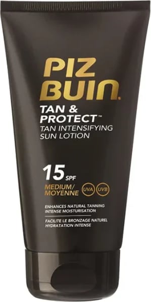 Locion për rrezitje Piz Buin Tan & Protect Tan Intensifying SPF15 unisex 150ml