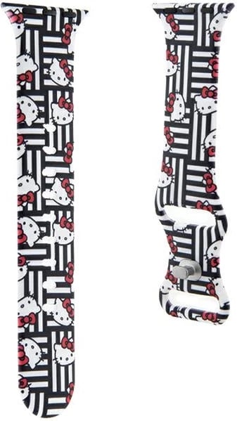 Rrip silikoni për Apple Watch Hello Kitty Heads & Stripes, 38/40/41mm, Zi