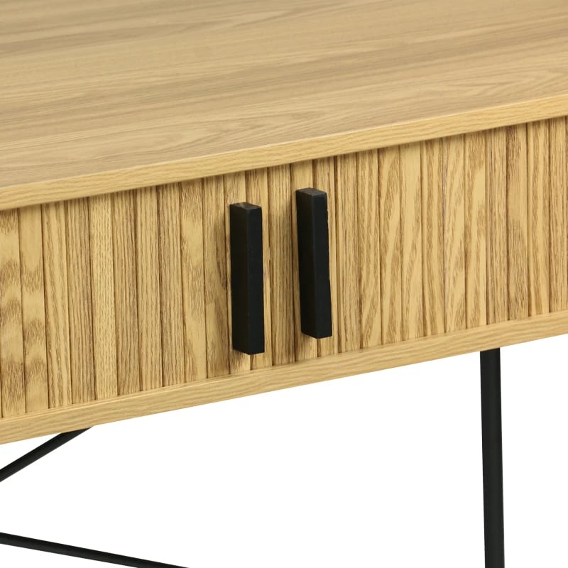 Konsolë Scandi MDF/Metal ngjyrë natyrale me këmbë metalike të zeza 120x60x76.5cm