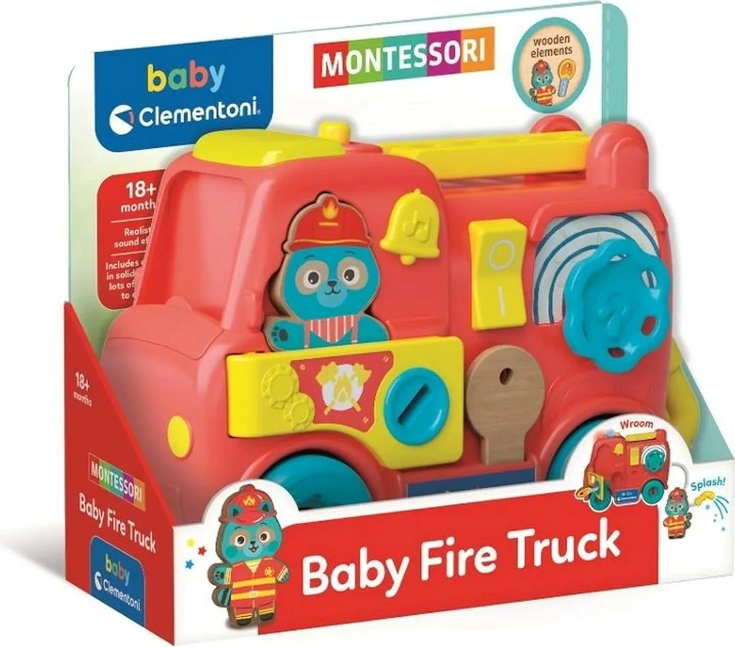Lodër edukative Clementoni Montessori Baby Fire Truck, për fëmijë, shumëngjyrëshe