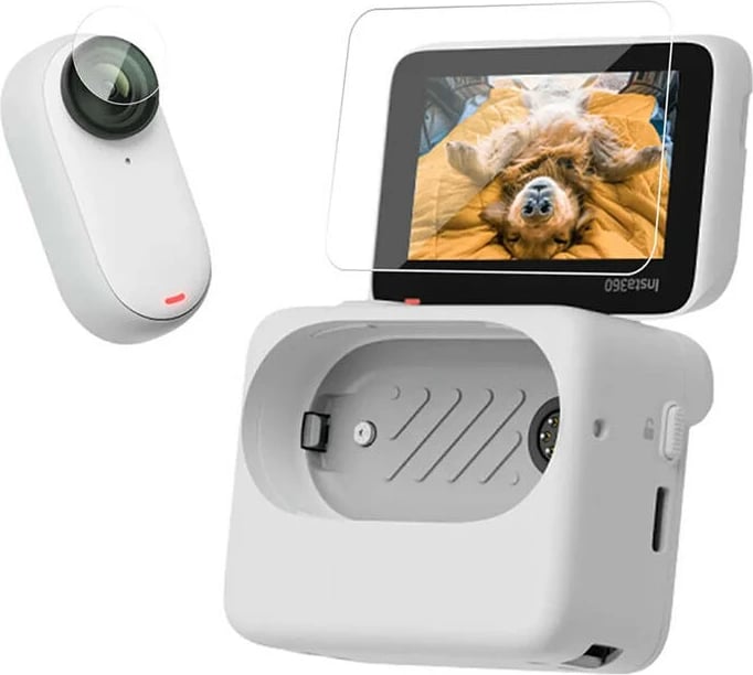 Mbrojtës xhami i temperuar ekran + lente, Telesin IS-FLM-001, për Insta360 GO 3, transmittim 99%, 35.5×56 mm + Ø17 mm, set