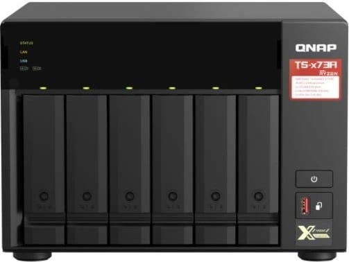 NAS QNAP TS-673A-8G, AMD Ryzen V1500B, 8GB RAM, 6 vende për disqe, E zezë