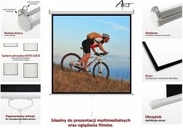 Ekran projekcioni manual ART ER M70 1:1, 70", 178x178cm, i bardhë