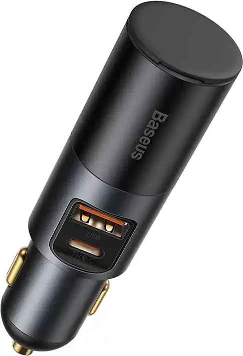 Karikues veture Baseus CCBT-D0G me 2x USB, port zgjerimi çakmaku, 120W, Gri