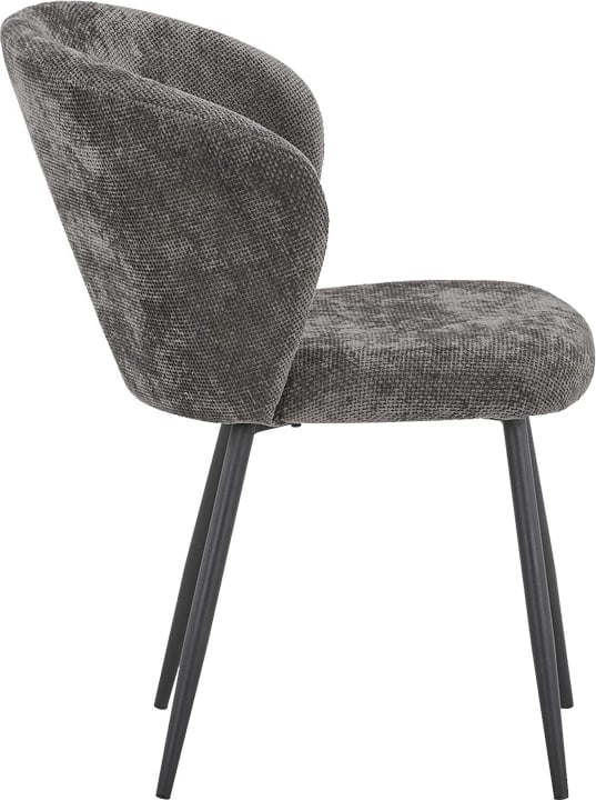 Karrige Karg, pëlhurë antracit, këmbë metalike të zeza, 57x62x80cm, set prej 2 copësh