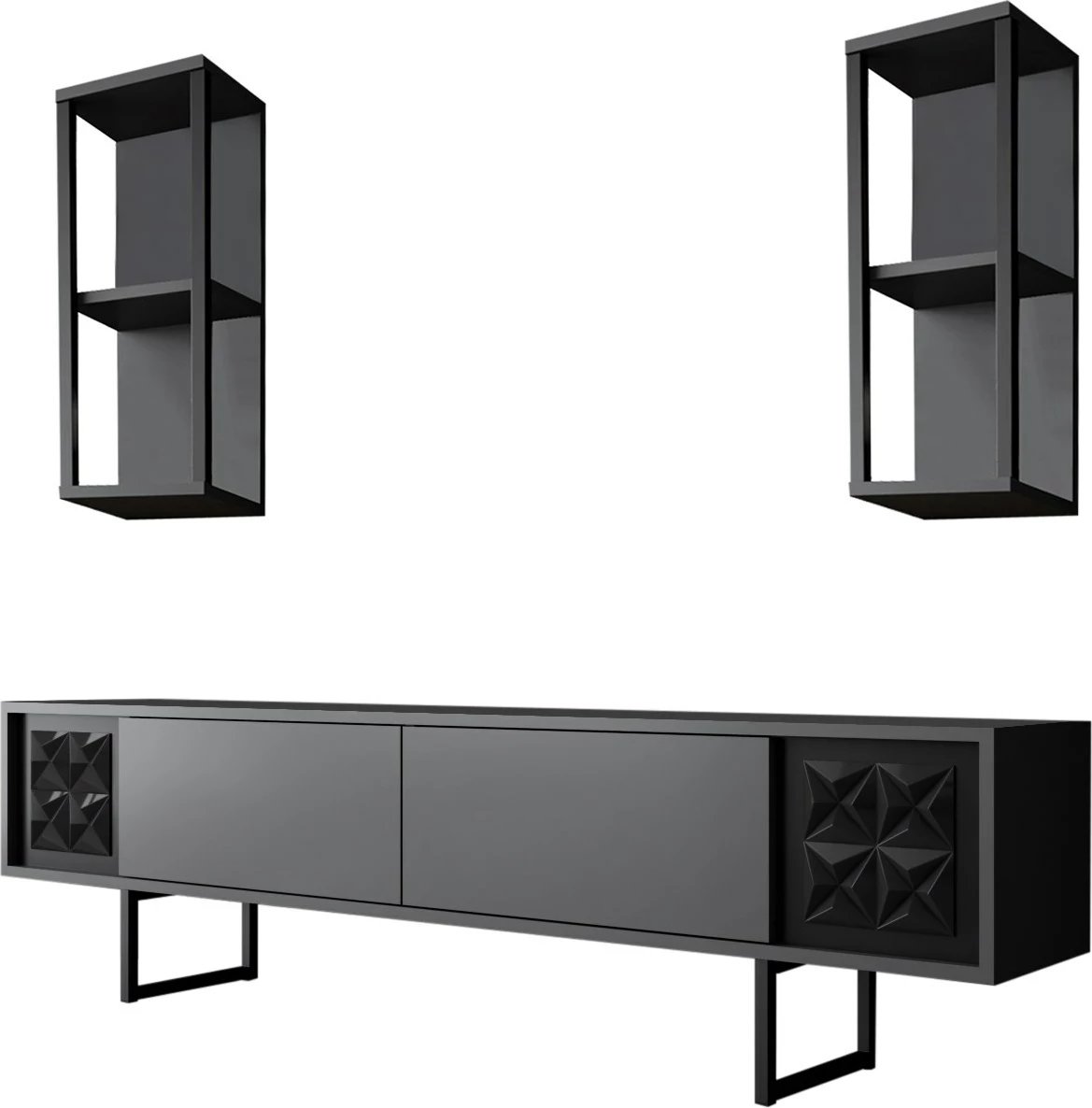 Set mobiljesh për dhomë dite Skye Decor, linjë e zezë, anthracite, e zezë