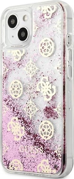 Mbështjellës Guess Peony Liquid Glitter për iPhone 13 mini 5.4", Rozë