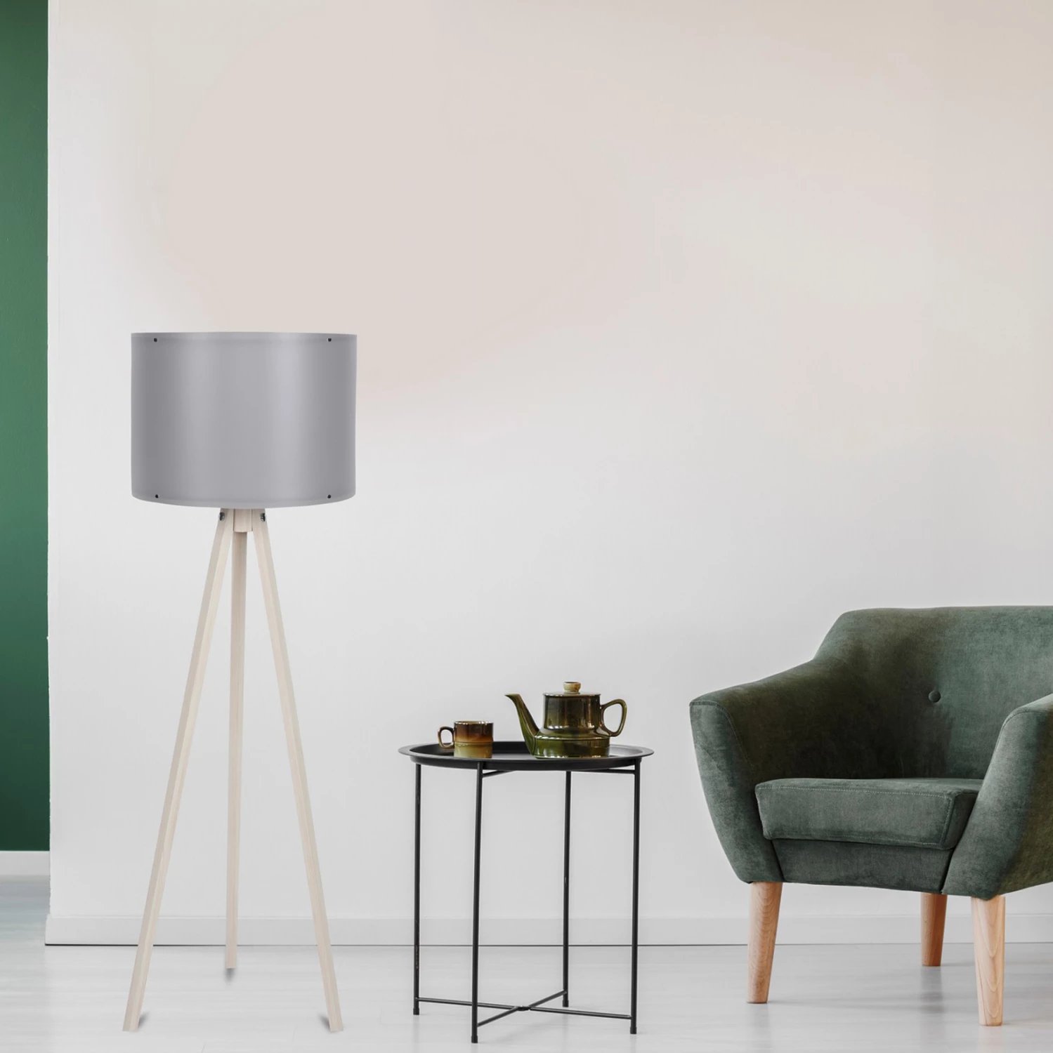 Llambë dyshemeje në ecru dhe gri, FH7272.16, Φ38x145 cm