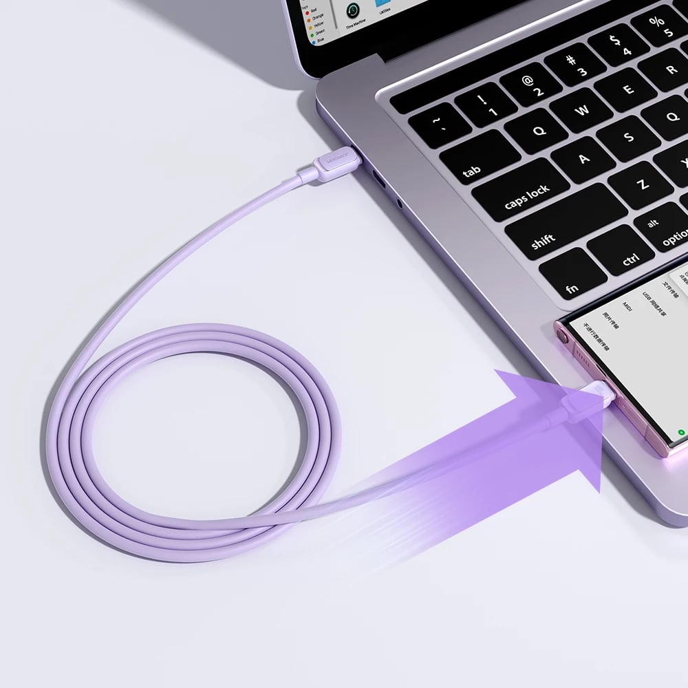 Kabllo USB-C në USB-C Joyroom Multi-Color Series A14, 1.2m, 100W, Vjollcë