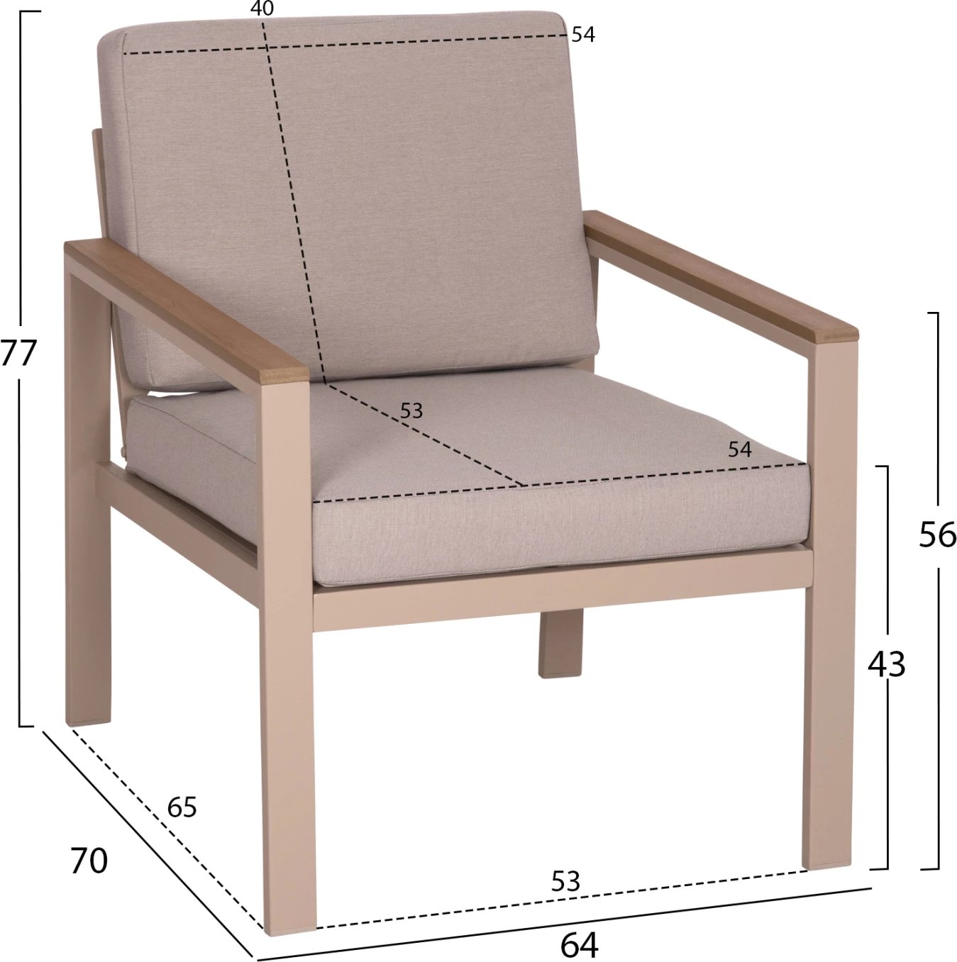 Set lounge për jashtë, 4 pjesë, SAFIN FH6278.04, alumin, ngjyrë kapuçino, polywood, stof OLEFIN, bezhë