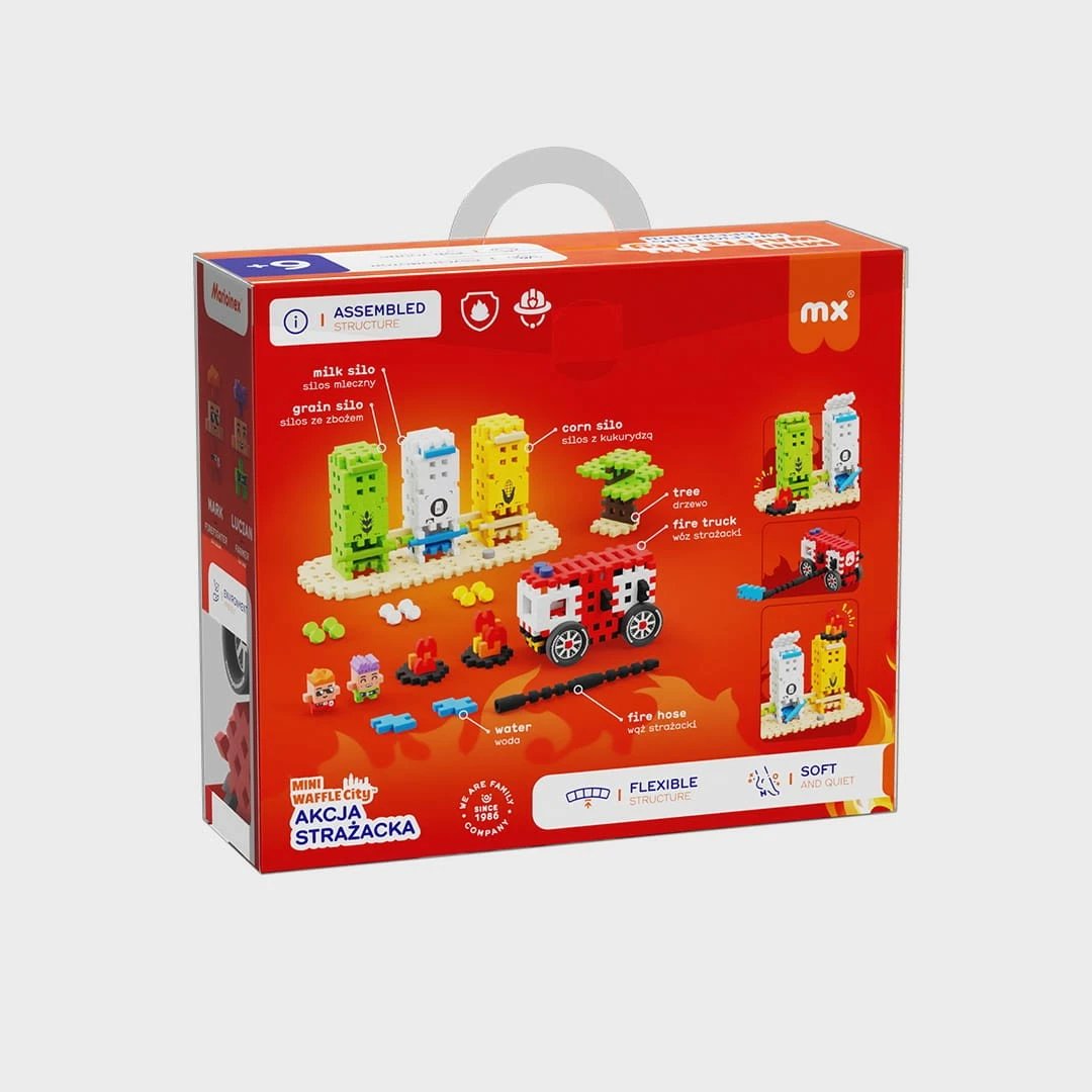 Set lodrash ndërtimi Marioinex Mini Waffle City Firefighter Action, 148 pjesë, shumëngjyrëshe