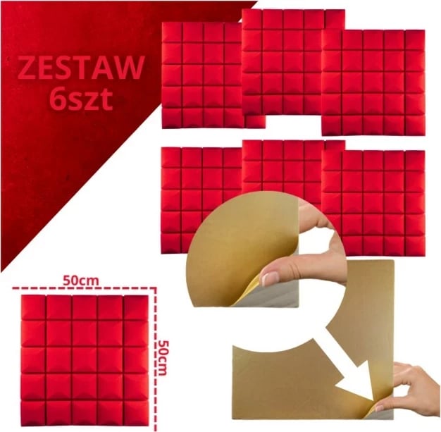 Panel akustik set 6 copë, i kuq