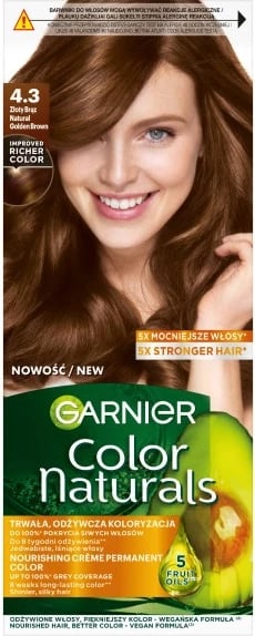 Ngjyrë për flokë për femra Garnier Color Naturals 4.3 Golden Brown
