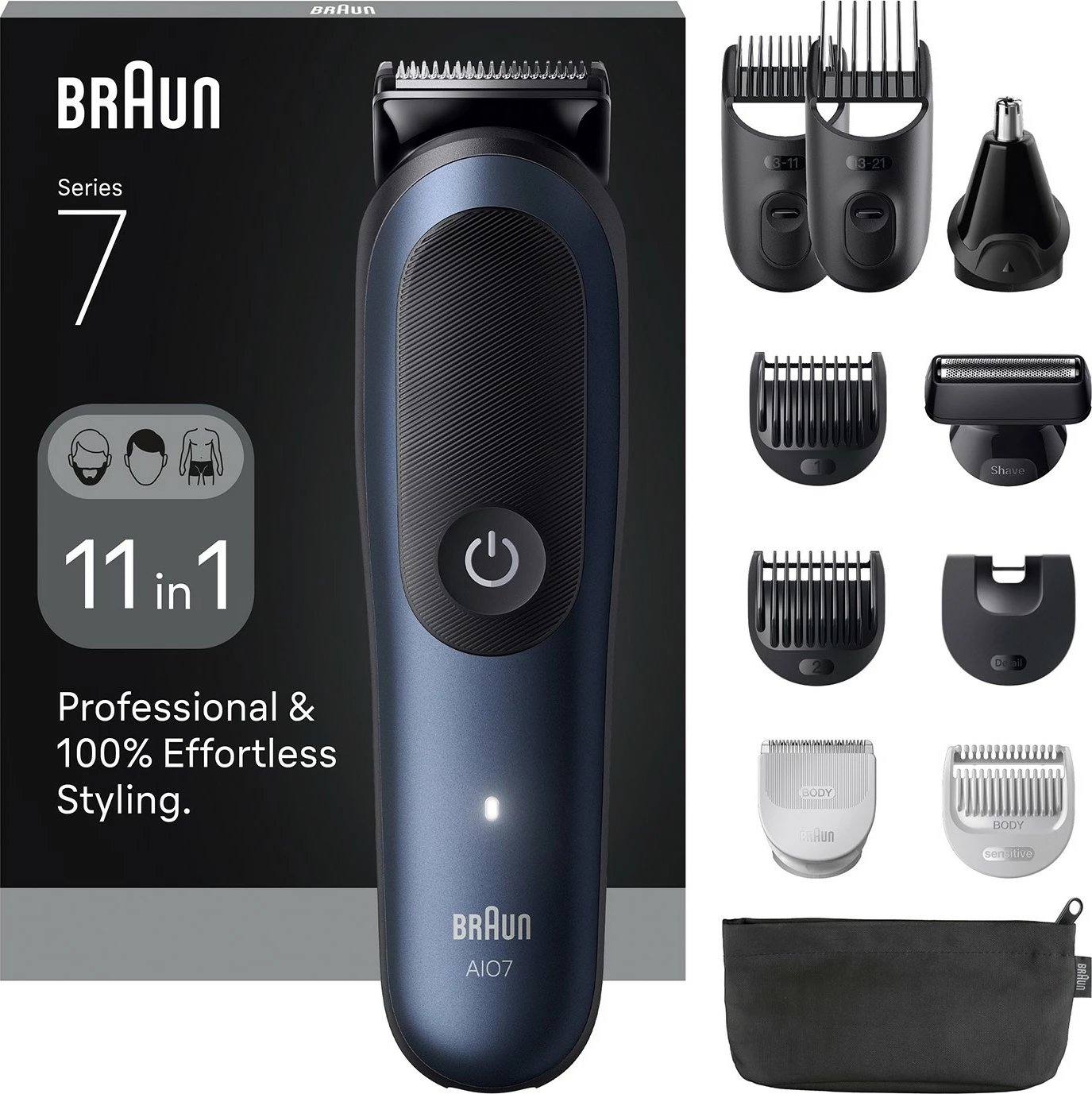 Makinë rroje Braun AIO7540, universal, 120 min, e zezë/blu