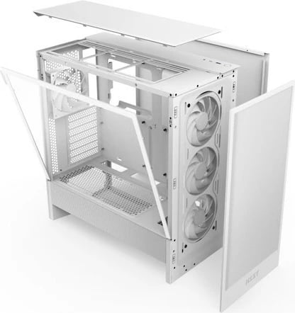 Kasë NZXT H5 FLOW RGB, Midi Tower, me xham të temperuar, e bardhë