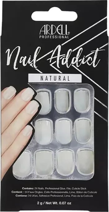 Thonj artificial Ardell Nail Addict Natural, 24 copë