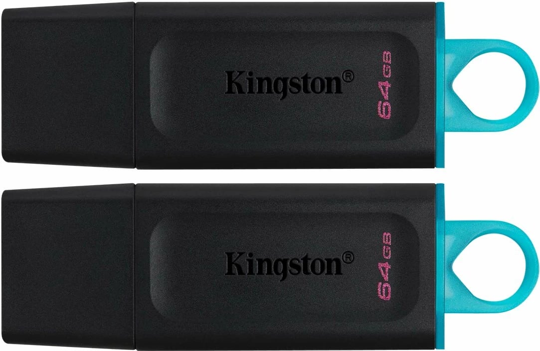 USB Kingston DataTraveler Exodia 64GB, 2 copë, Zi/Kaltër