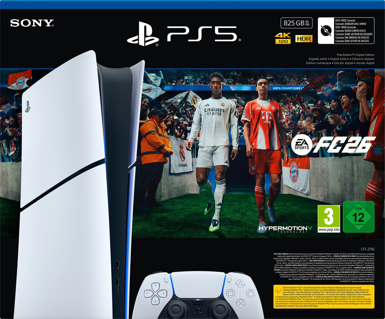 Konzolë PS5 Sony Digital Edition 825GB e bardhë + EA Sports FC 26 ITA