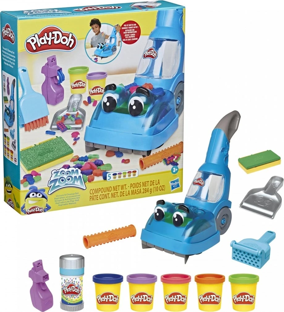 Set lodrash Play-Doh Zoom Zoom Vacuum & Cleanup, Hasbro, shumëngjyrësh