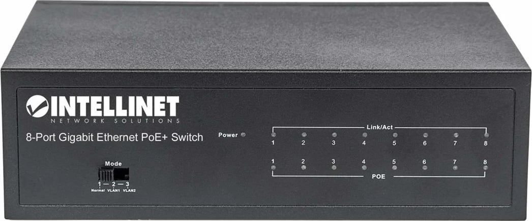 Switch Ethernet Gigabit me 8 Porta Intellinet, PoE+