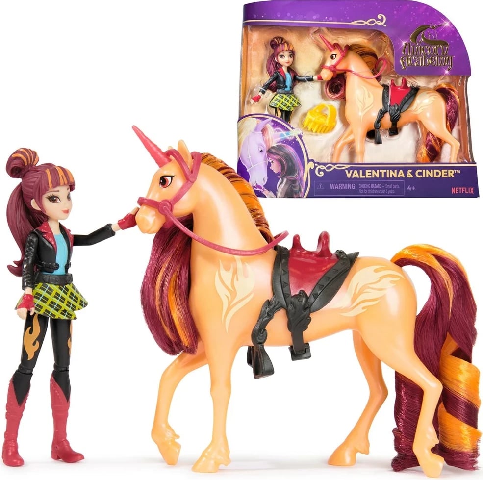 Lojë me kukulla SPIN MASTER Unicorn Academy Valentina & Cinder, shumëngjyrëshe