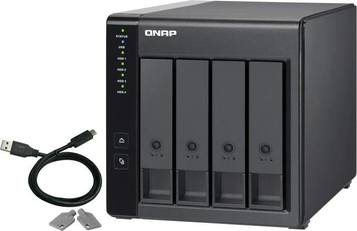 Kasë QNAP TR-004 për HDD/SSD, USB Type-C, 2.5/3.5", E zezë