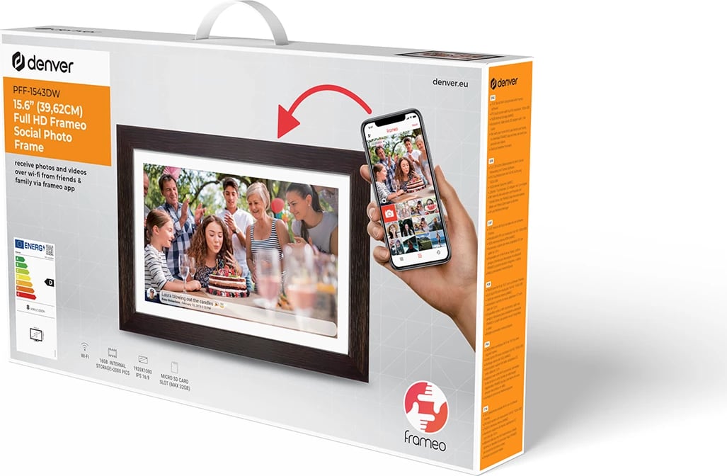 Kornizë digjitale Denver Frameo PFF-1543DW, 15.6", 16 GB, Full HD, Kafe Kornizë digjitale Denver Frameo PFF-1543DW, 15.6", 16 GB, Full HD, Kafe