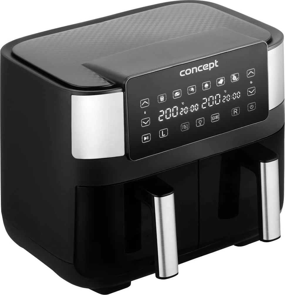 Fritezë me ajër Concept FR8000, 8L, dy kosha, e zezë/inox