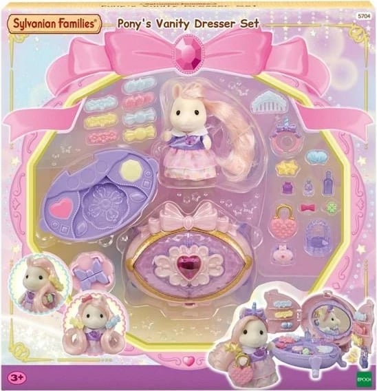 Set lodrash Sylvanian Families Pony's Vanity Dresser, shumëngjyrësh Set lodrash Sylvanian Families Pony's Vanity Dresser, shumëngjyrësh