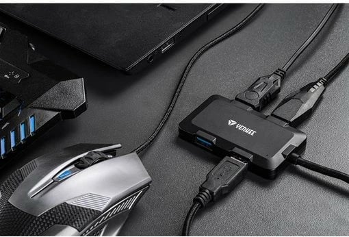 Kasë USB hub YENKEE YHB 4341BK, 4 porta, e zezë