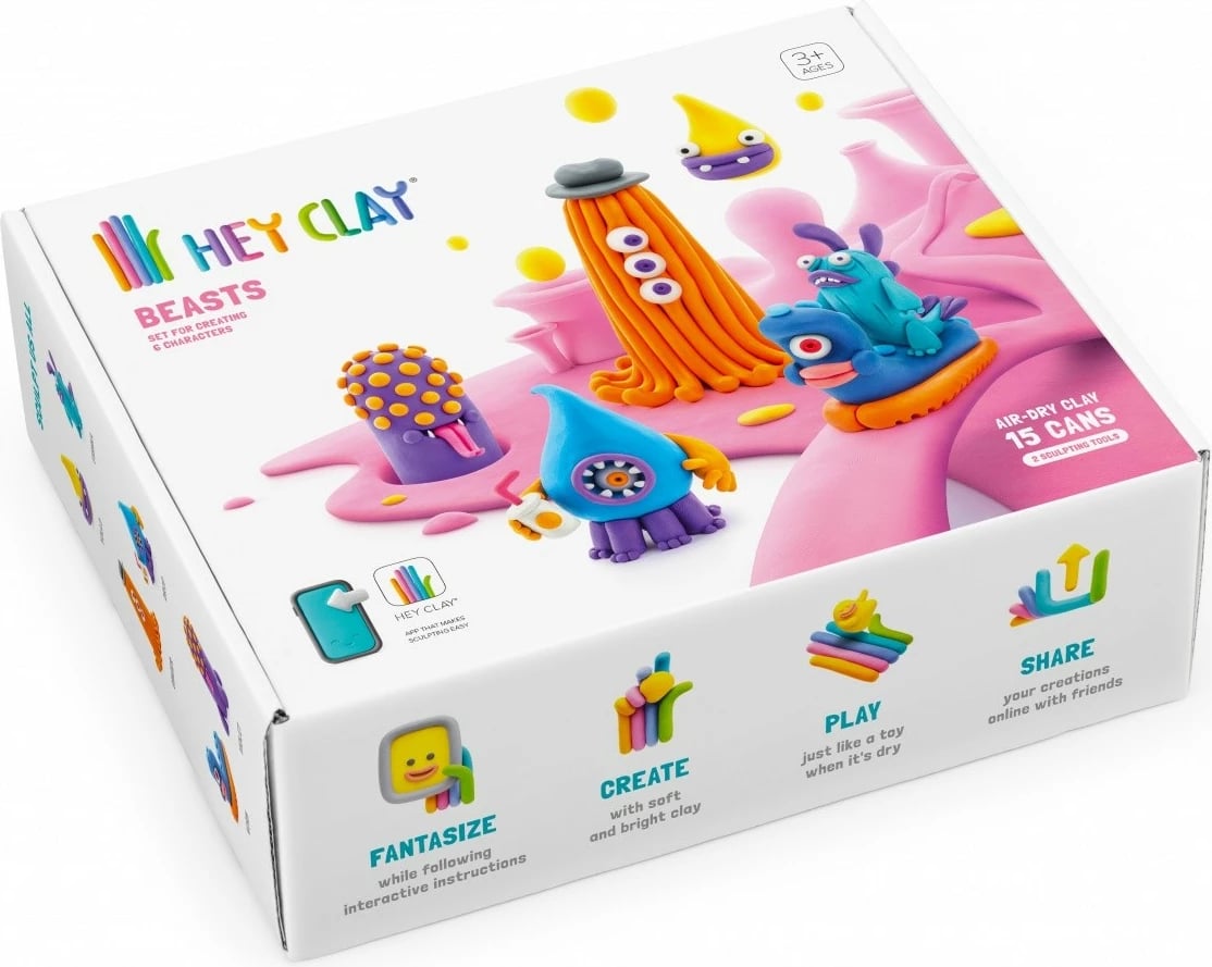 Set plasteline Hey Clay Bestie, Tm Toys, 15 kanaçe, 11 ngjyra