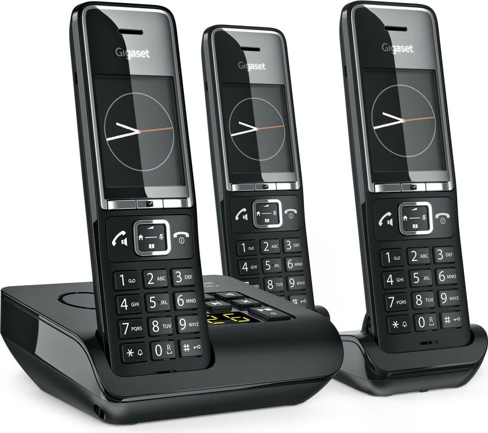 Telefon pa tela Gigaset COMFORT 550A, 3 dorëza, regjistrues automatik, 200 kontakte, i zi