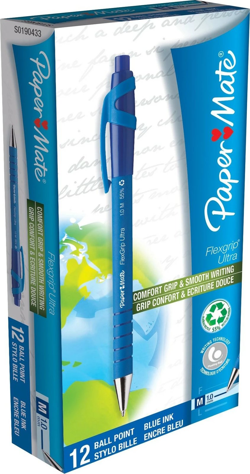 Stilolapsa PaperMate FlexGrip Ultra, 1.0mm, 12 copë, ngjyrë kaltër