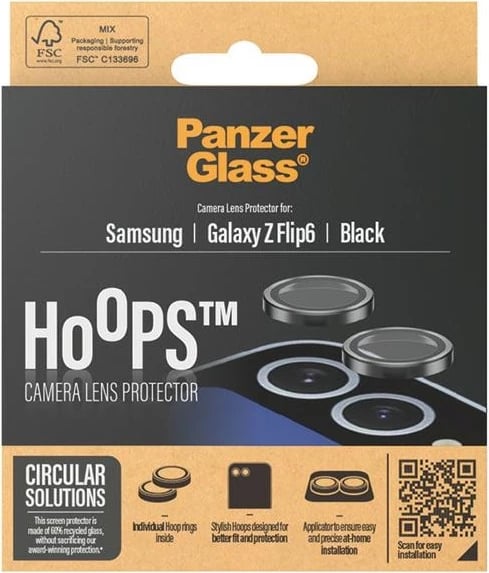 Mbështjellës kamerë PanzerGlass Hoops për Samsung Galaxy Z Flip 6, Zi