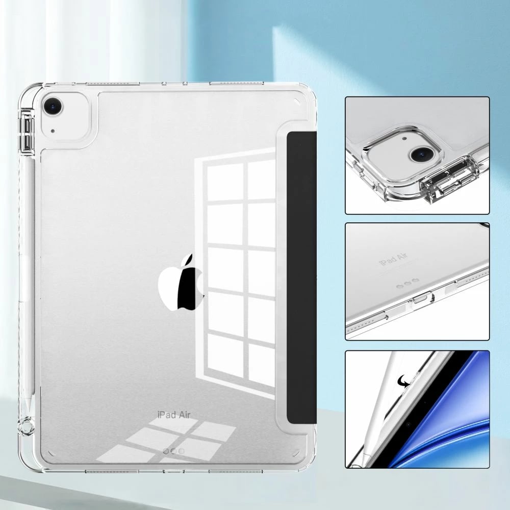 Mbështjellës Tech-Protect SC Pen Hybrid për iPad Air 13" 2024, Transparent/Zi