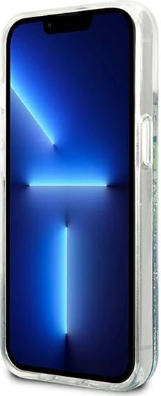 Mbështjellës Guess Flower Liquid Glitter për iPhone 13 6.1", i fortë, Gjelbër