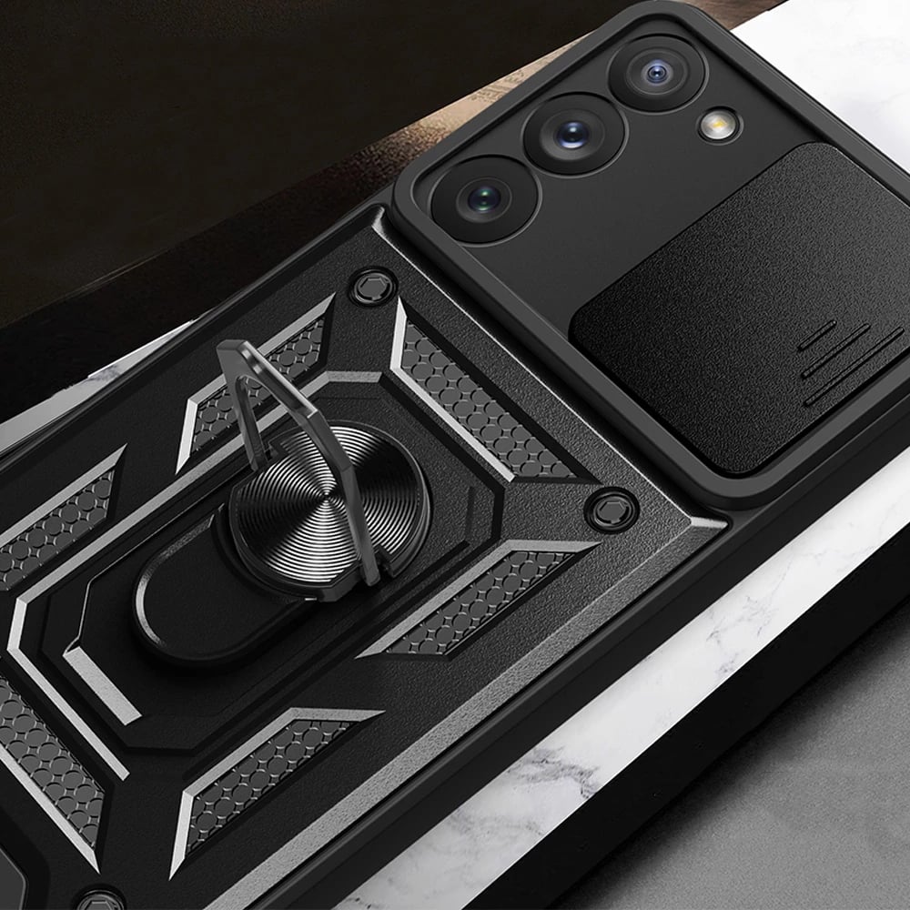 Mbështjellës Hurtel Hybrid Armor Camshield për Samsung Galaxy S23, i zi