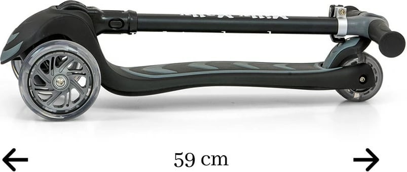 Trotinetë, Milly Mally Boogie, 3 rrota me drita, doreza të buta, timon i rregullueshëm 3 nivele, deri 50 kg, e zezë