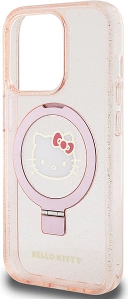 Mbështjellës Hello Kitty për iPhone 15 Pro, Ring Stand, MagSafe, Rozë