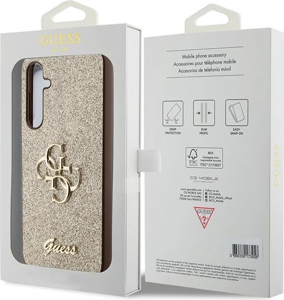 Mbështjellës Guess Glitter Script Big 4G për Samsung Galaxy S23 FE, TPU, Ari