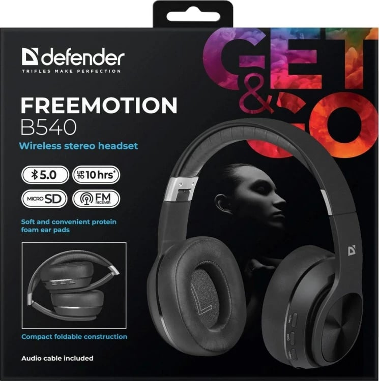 Kufje wireless me mikrofon DEFENDER FREEMOTION B540, e zezë