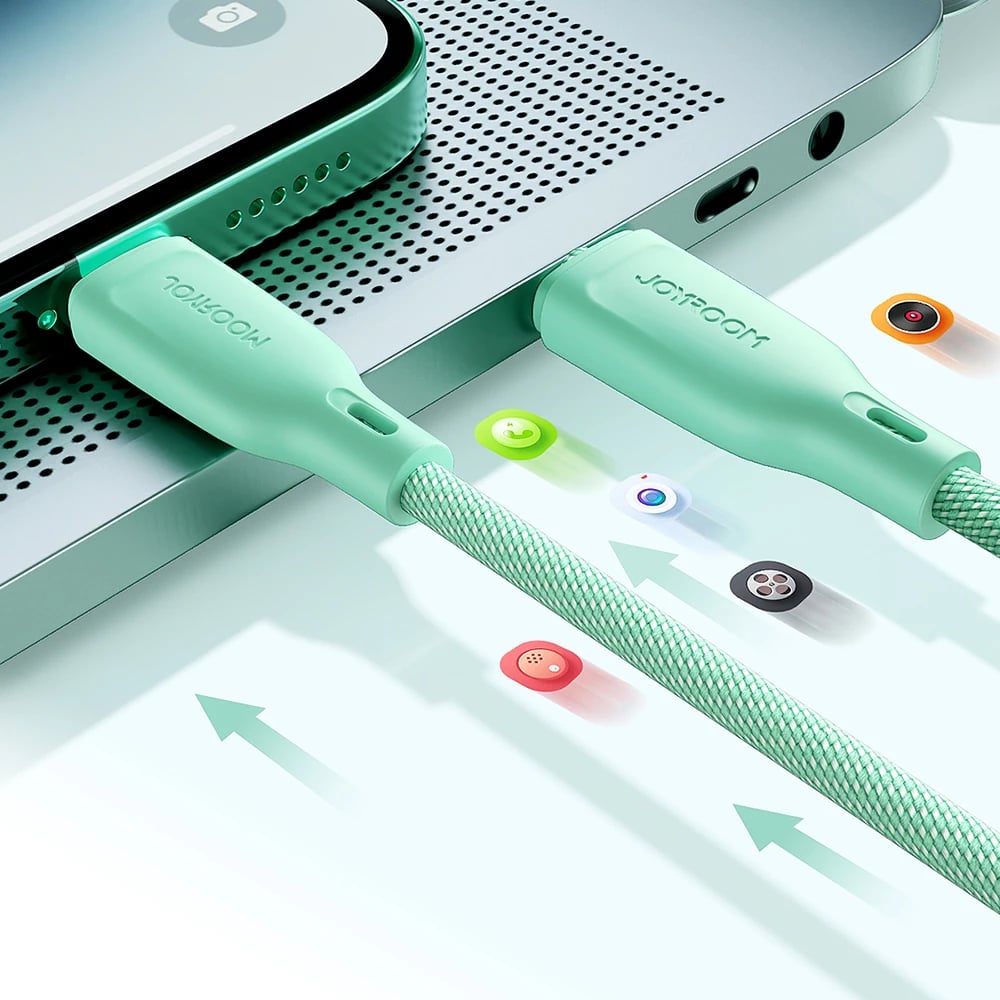 Kabllo Joyroom Multi-Color Series S-A34, USB-A në USB-C, 1m, 100W, Gjelbër