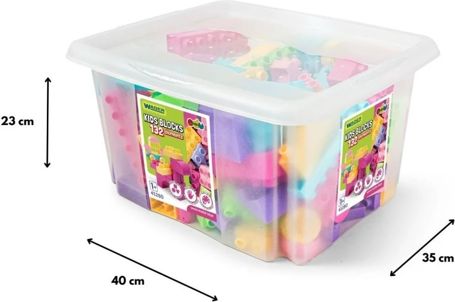 Set blloqesh plastike Wader 132 copë, për vajza, me kuti