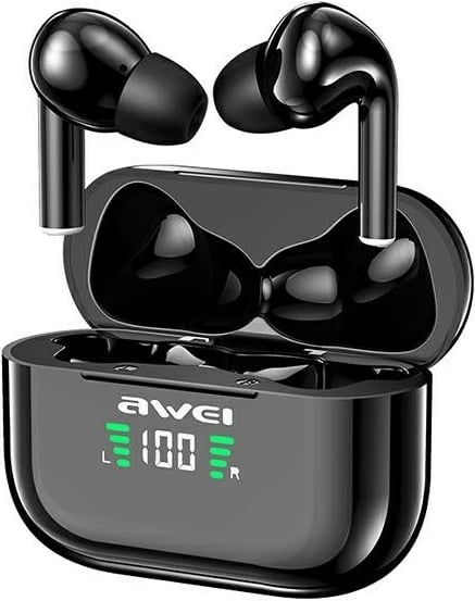 Kufje AWEI T29P TWS, Bluetooth 5.1, me mikrofon, të zeza, me stacion karikimi