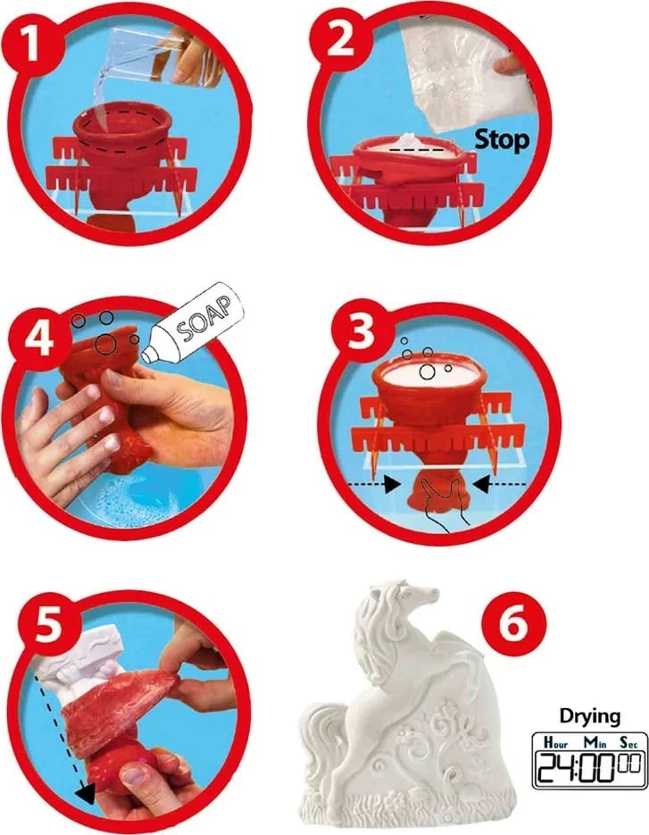 Set kreativ SES Creative për derdhje dhe ngjyrosje, 3 kuaj, shumëngjyrësh