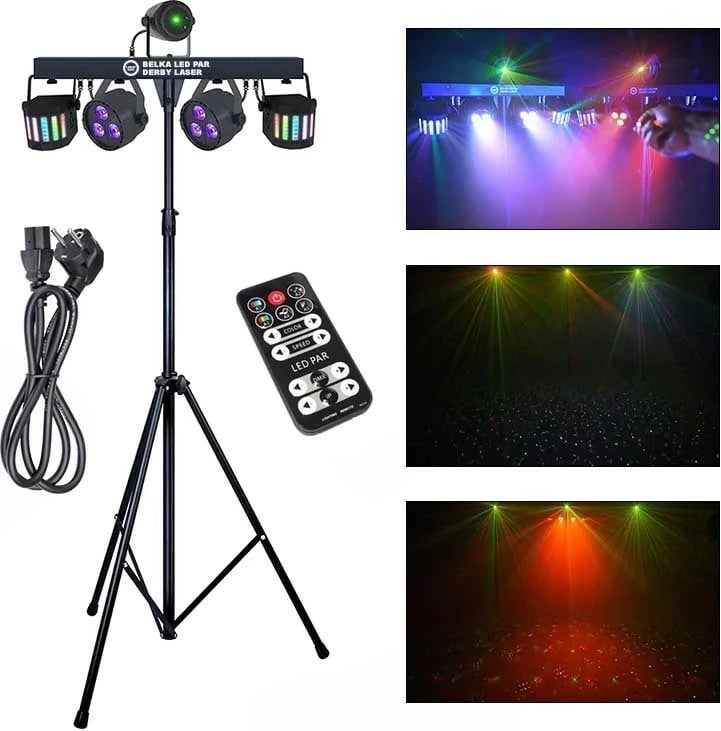 Sistem ndriçimi LED bar me efekt Derby dhe Laser, pa markë, 5907780147701, me tripod dhe telekomandë