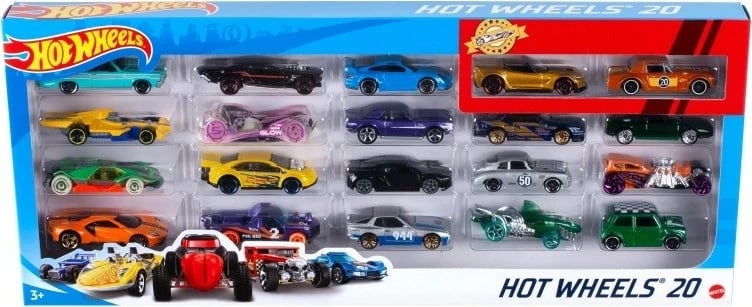 Set vetura lodër Hot Wheels H7045, 20 copë, shumëngjyrëshe